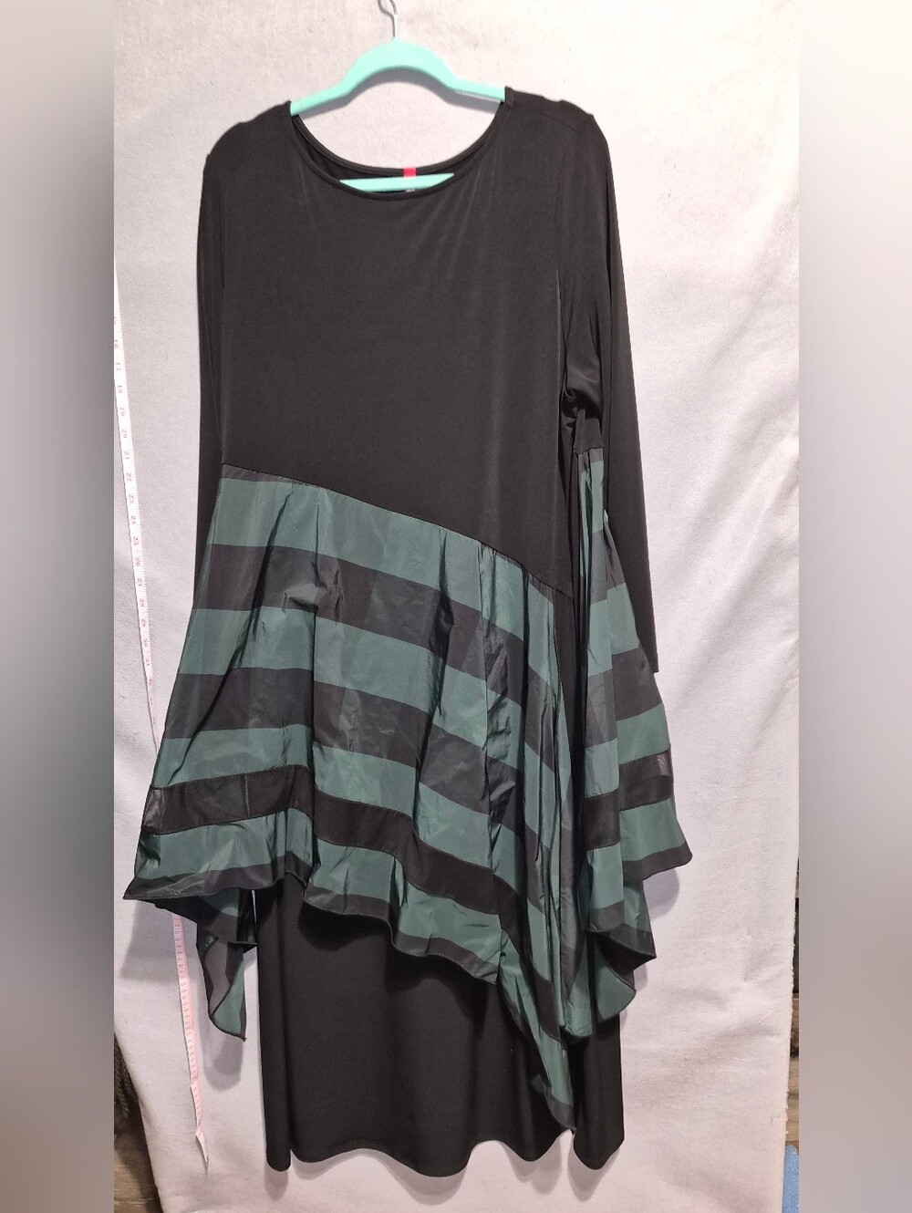 IC Collection XXL Asymmetrical Black & Green Tunic Dress Made in USA